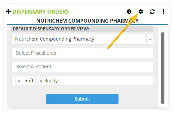 How to track the activity in your dispensary.  Tracking the status of orders in your dispensary. Shows the dispensary order dashboard card settings.